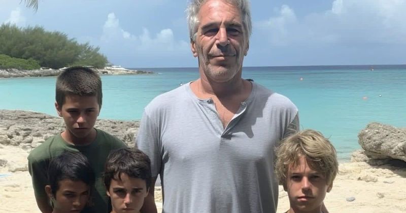Fact Check: Is the image showing Epstein with four boys on the island real?