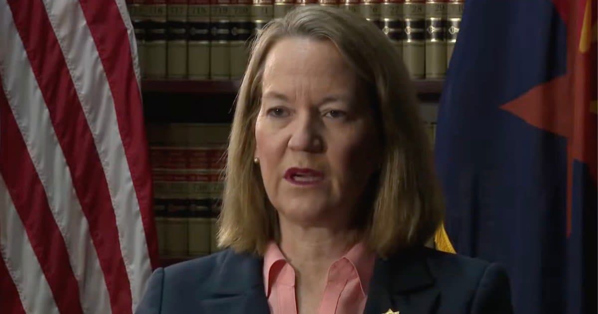 Speaking with 12 News anchor Brahm Resnik, Kris Mayes warned that Arizona’s 'Stand Your Ground' law could collide dangerously with the growing presence of masked federal immigration officers in the state (@SteveGuest/X)