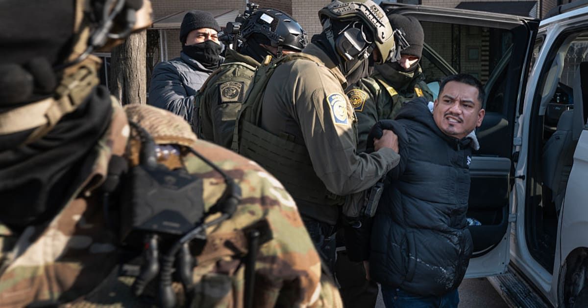 ICE agents detained a man during patrols in a California neighborhood (Getty Images)
