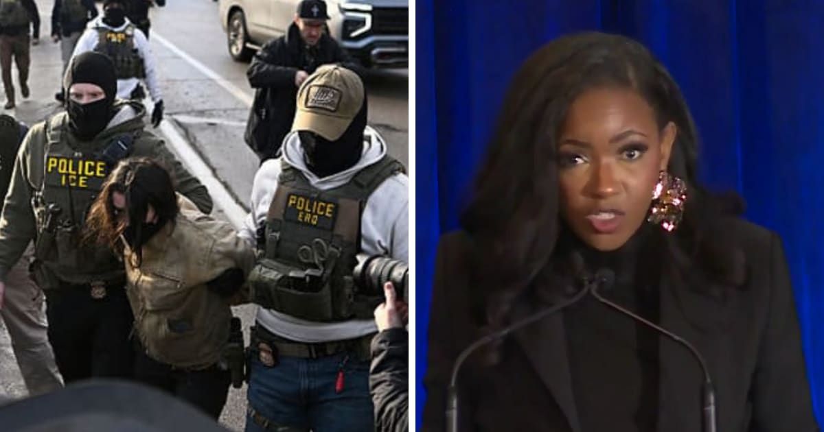 Jasmine Crockett criticized ICE enforcement practices during a debate amid national immigration controversy (Screengrab/@EricLDaugh/X, Getty Images)