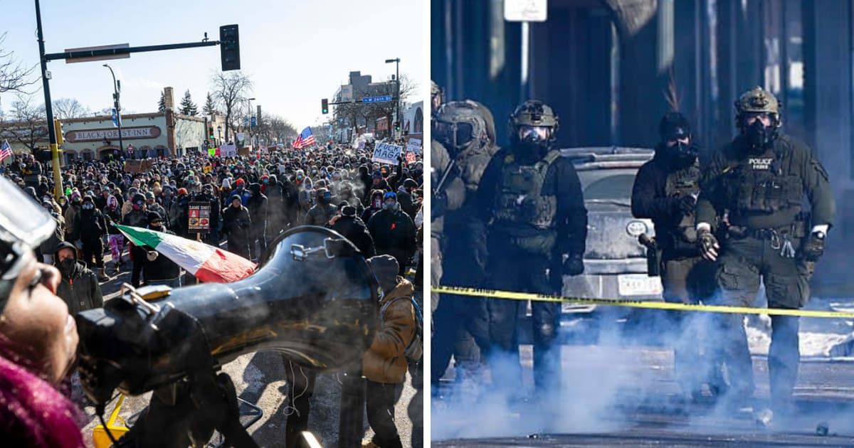 Protesters were detained after violent unrest disrupted an ICE enforcement operation in Minneapolis (Getty Images)
