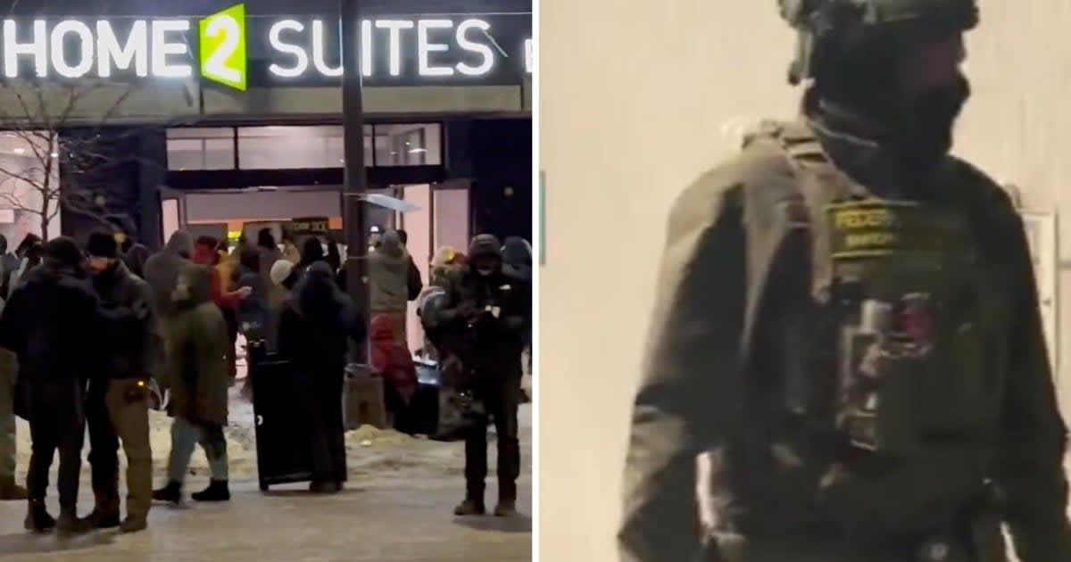 Viral videos captured anti-ICE protesters surrounding the Home2 Suites by Hilton in Minneapolis on Sunday, January 25 (X @ScooterCasterNY)