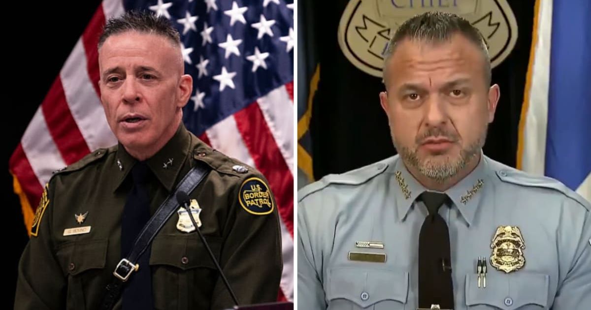 After news of top Border Patrol official Gregory Bovino’s departure from Minneapolis, Minneapolis police chief Brian O’Hara said some of his actions had 'not been helpful' (Getty Images, Screengrab/X/@libsoftiktok)