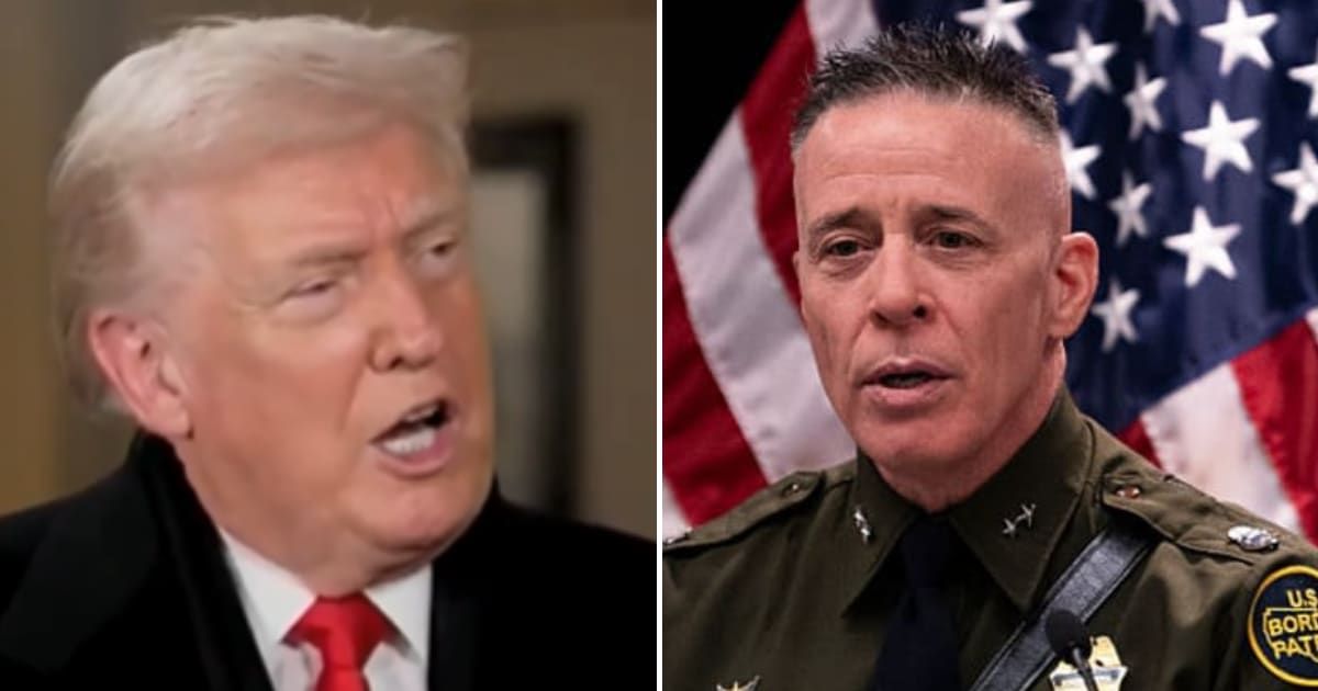 President Donald Trump said Gregory Bovino’s role change was not a pullback, calling it a minor adjustment and describing him as 'out there' (X/@Huberton and Getty Images)