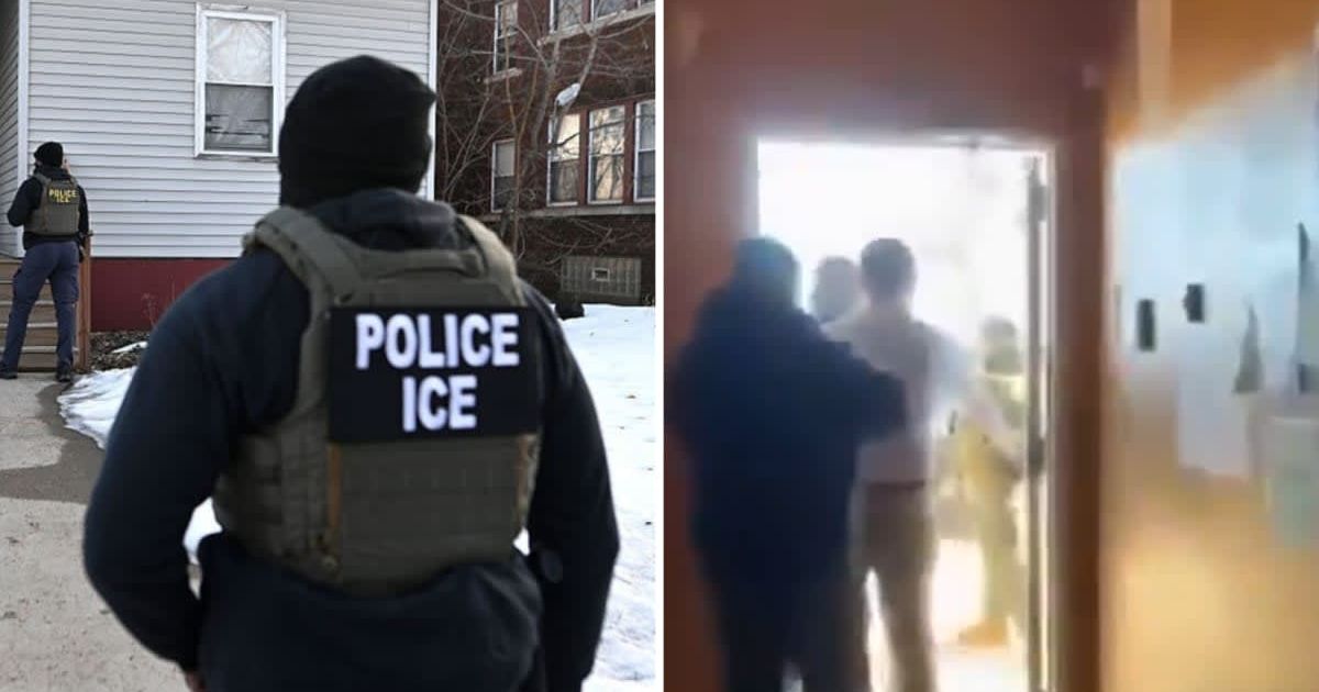 The video, filmed inside the consulate, showed someone rushing to the door as an ICE agent tried to force entry (Getty Images, Screengrab/X/@CatchUpFeed)