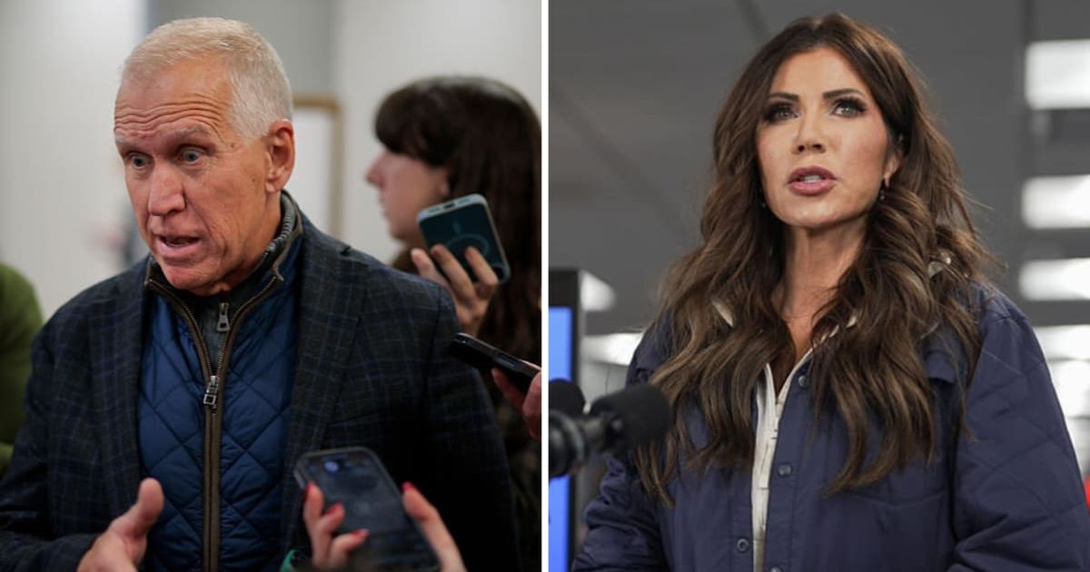Thom Tillis urged Secretary Kristi Noem to resign, calling her Minnesota handling amateurish and damaging Trump’s agenda (Getty Images)