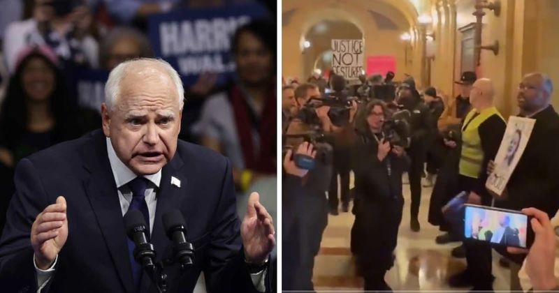 Anti-ICE protesters rally outside Tim Walz’s office at Minnesota Capitol: ‘Do your job’