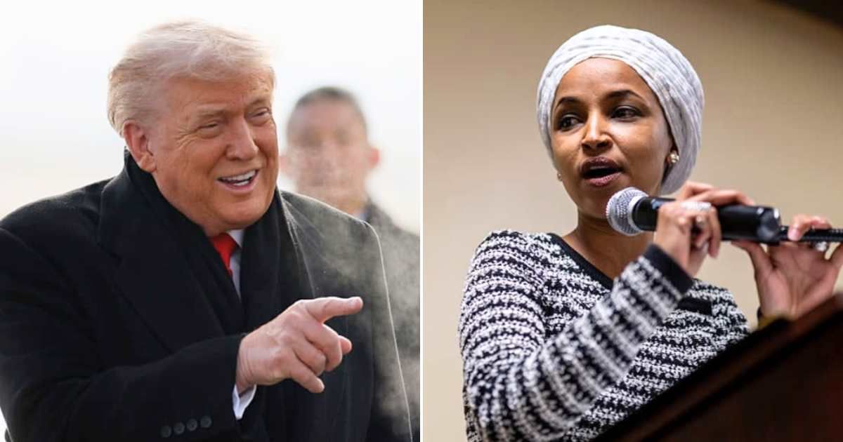 President Donald Trump weighed in after Rep Ilhan Omar was sprayed with an unidentified liquid during a town hall meeting in Minneapolis (Getty Images)