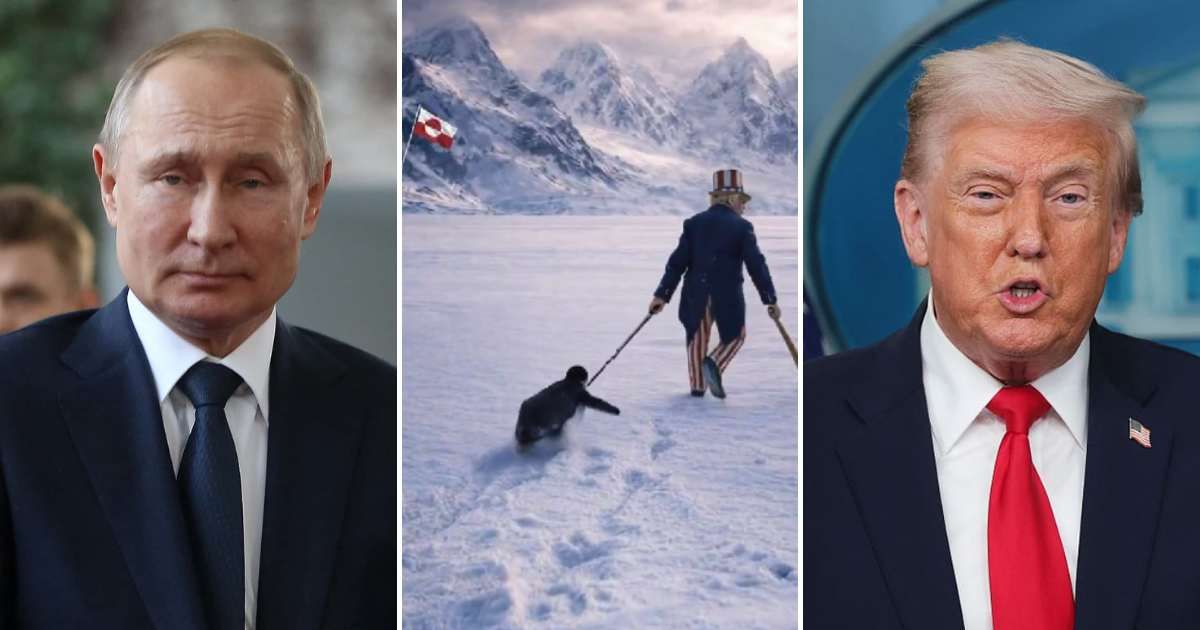 China’s state media openly mocked the Trump administration after the White House shared a viral penguin meme to promote US ambitions in Greenland (Getty Images, Screengrab/China Xinhua News/X)
