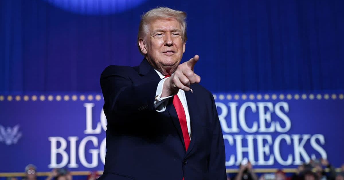 President Donald Trump takes the stage to speak during a rally at the Horizon Events Center on January 27, 2026, in Clive, Iowa (Win McNamee/Getty Images)