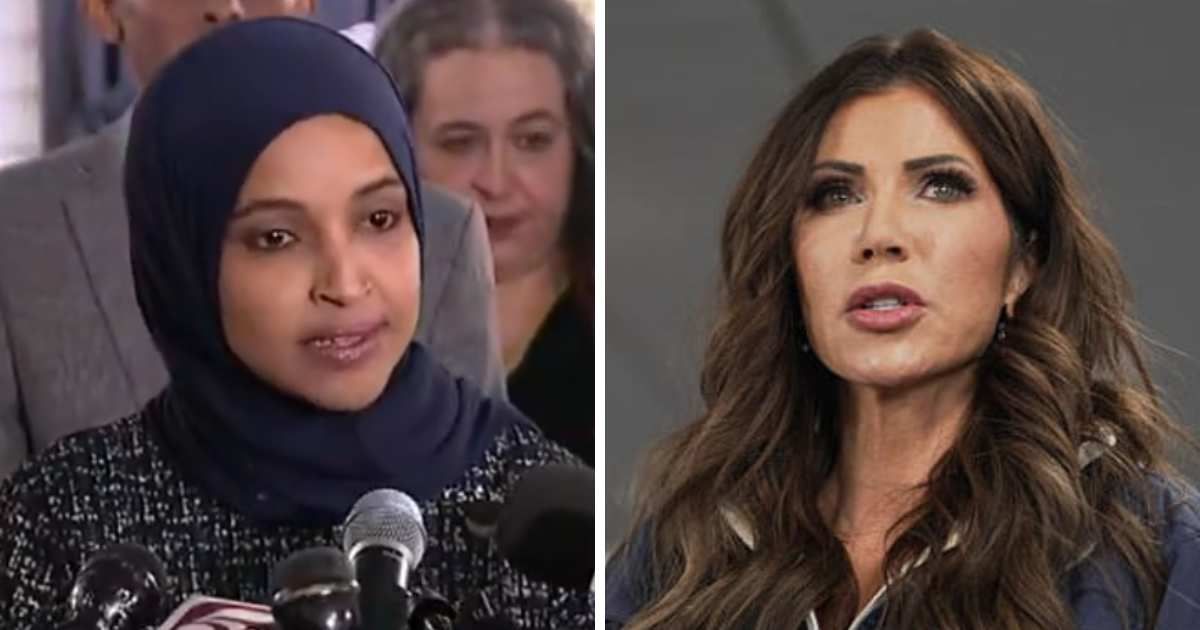 Ilhan Omar spoke at Karmel Mall in Minneapolis, criticizing federal immigration actions and backing Kristi Noem’s impeachment (Screengrab/@GuntherEagleman/X, Getty Images)