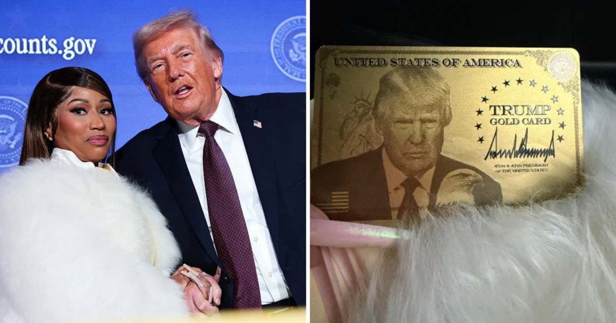 Nicki Minaj showed off her Trump Gold Card on X after defending the president publicly (Getty Images, @NICKIMINAJ/X)