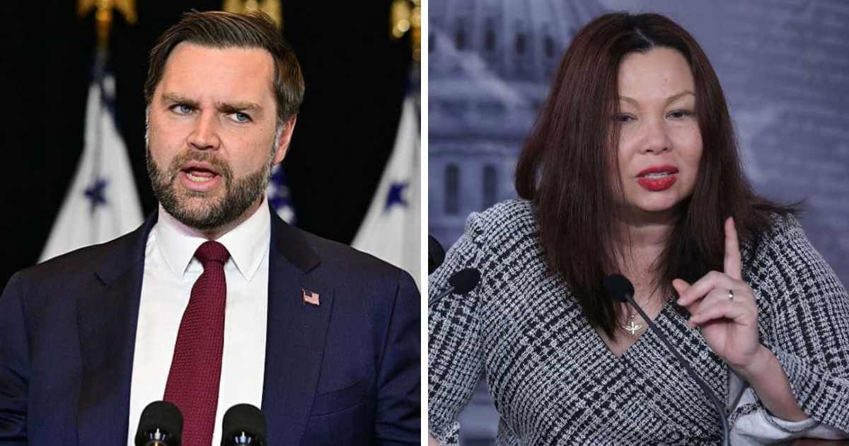 Sen Tammy Duckworth sharply criticized Vice President JD Vance’s reaction to her clash with Marco Rubio during a Senate hearing in a post on X (Getty Images)