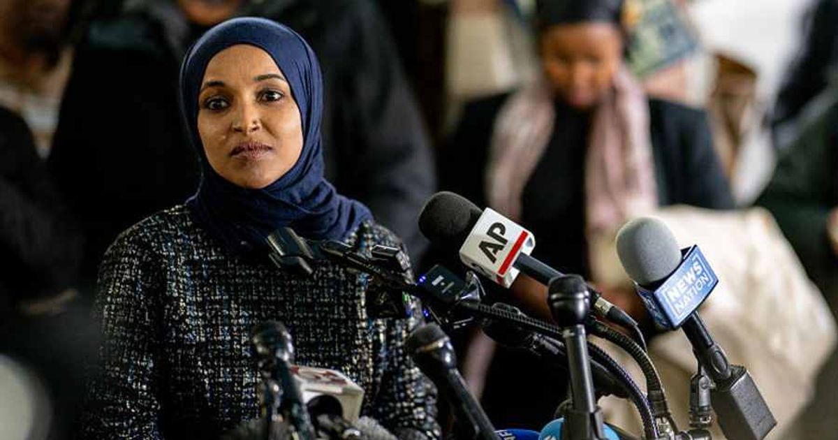 Rep Ilhan Omar (D-MN) speaks during a press conference at the Karmel Mall on January 28 in Minneapolis, Minnesota (Brandon Bell/Getty Images)