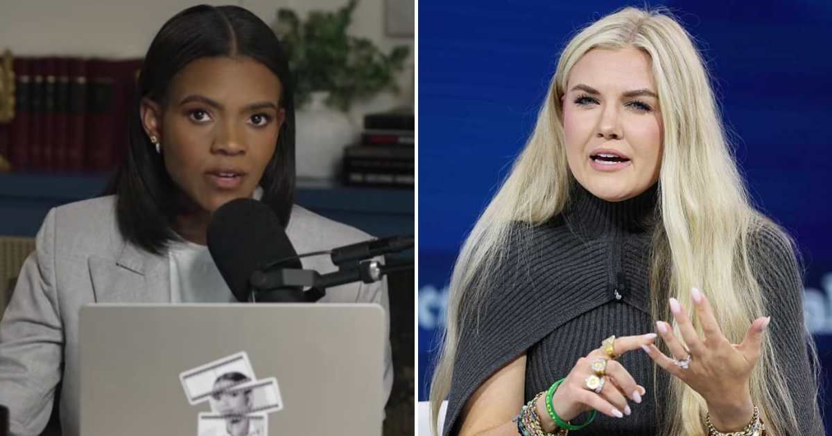 Candace Owens slams Erika Kirk’s ‘excited’ response to rising merch sales, sharing a leaked call where the widow celebrates donor growth (Screengrab/Candace Owens/YouTube, Michael M. Santiago/Getty Images)