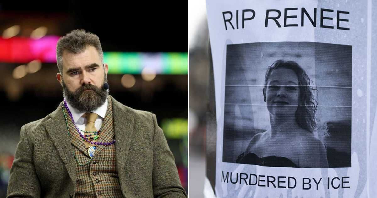 A viral claim circulated on social media alleging that Jason Kelce had established a scholarship fund in honor of Renee Nicole Good, a Minneapolis woman who was fatally shot by an ICE agent during an immigration crackdown (Getty Images)