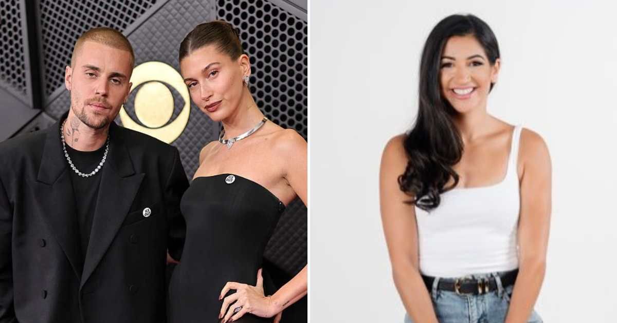 Katie Miller took to social media to call out Justin and Hailey Bieber, questioning the consistency between the couple's political protest at the Grammys and their private household practices (Getty Images, KatieMiller/X)