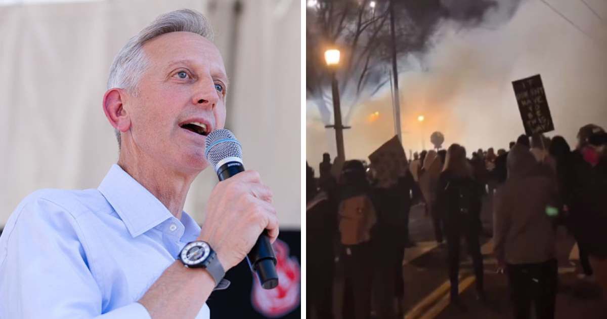 Portland Mayor Keith Wilson claimed chemical agents were deployed against peaceful demonstrators, including families and young children (Getty Images, @rooster_report/X)