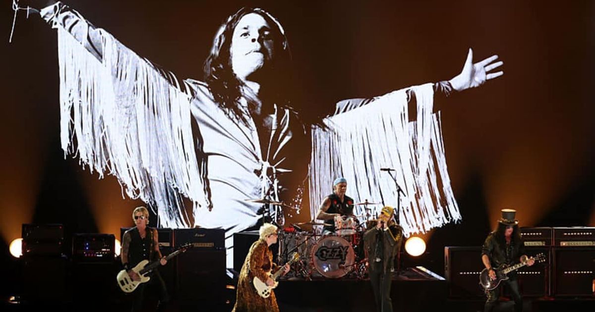 Duff McKagan, Andrew Watt, Chad Smith, Post Malone, and Slash perform onstage during the 68th GRAMMY Awards at Crypto.com Arena on February 1, 2026, in Los Angeles, California (JC Olivera/WireImage)