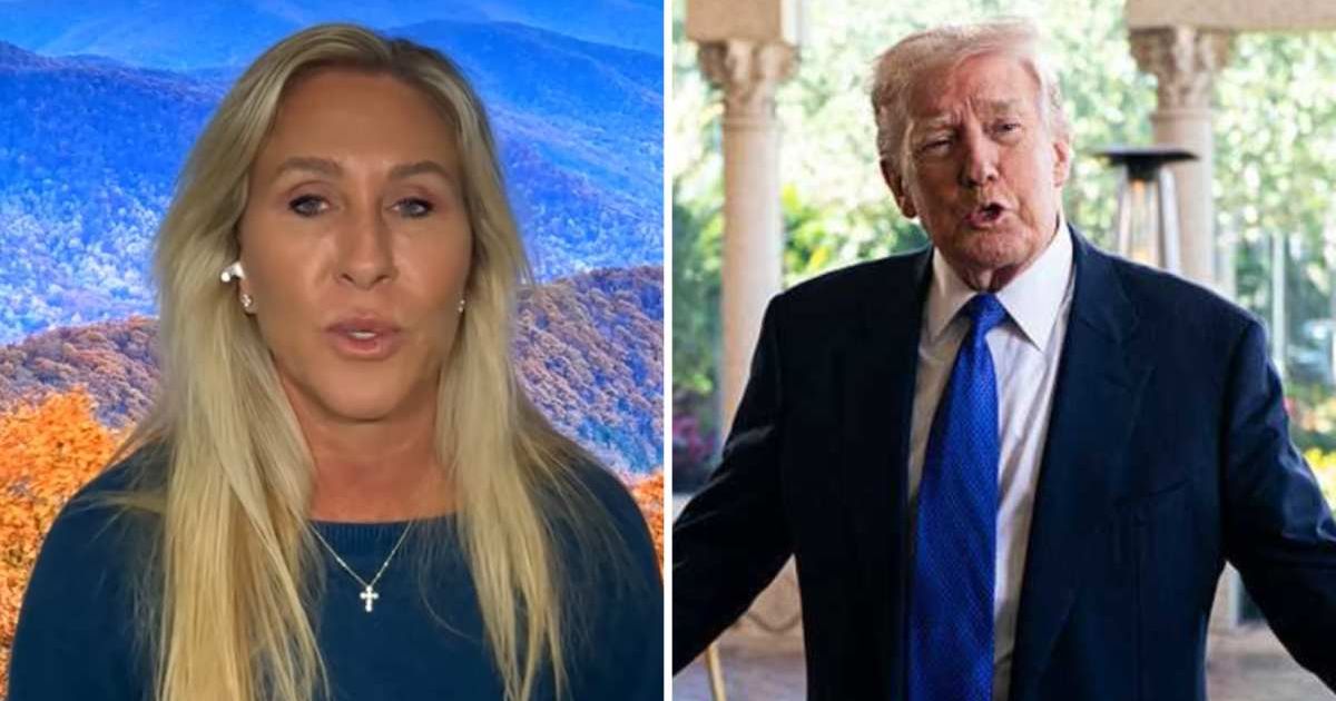 Marjorie Taylor Greene said MAGA was 'all a lie' and criticized Donald Trump during an interview with Kim Iversen (Screengrab/'The Kim Iversen Show', Getty Images)