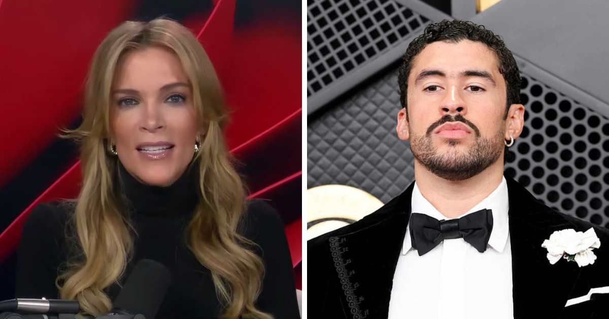 Megyn Kelly criticized Bad Bunny’s Grammy speech and dismissed his anti-ICE message during her podcast discussion (Screengrab/Megyn Kelly/YouTube, Getty Images)