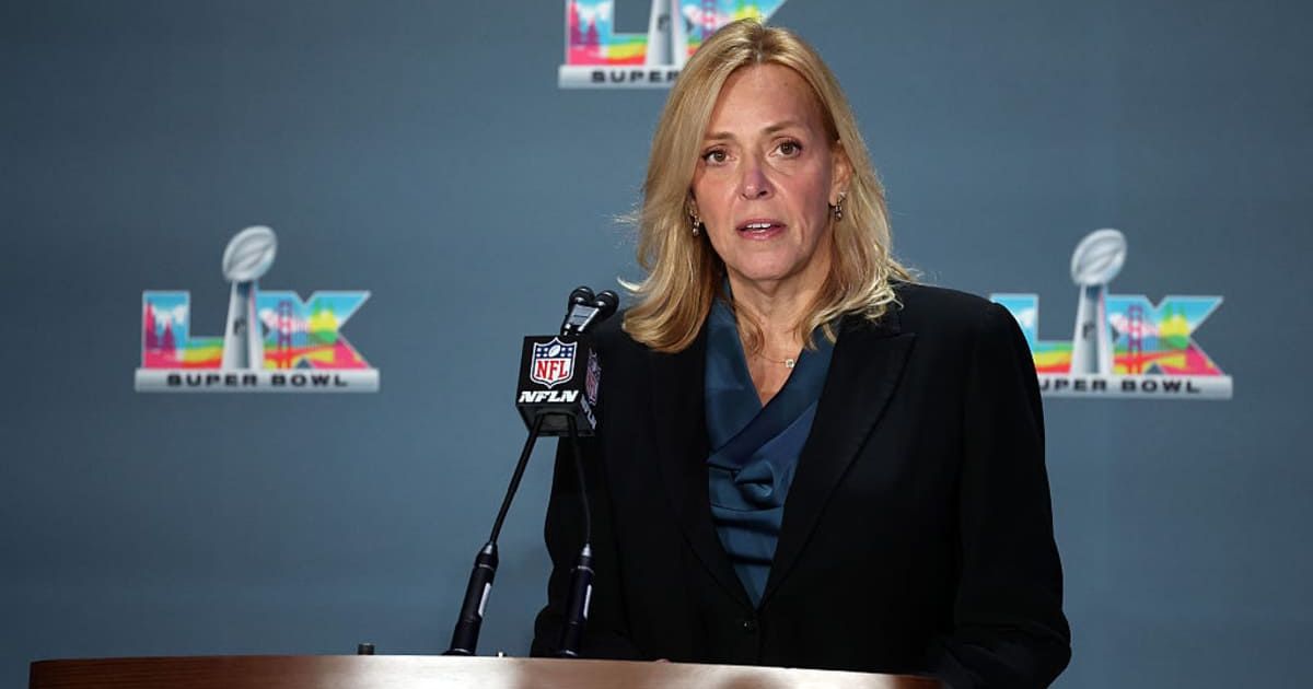 Cathy L Lanier, Chief Security Officer for the NFL, speaks during a press conference about public safety plans for Super Bowl LX at the Super Bowl LX Media Center at the Moscone Center on February 04, 2026 in San Francisco, California (Getty Images)