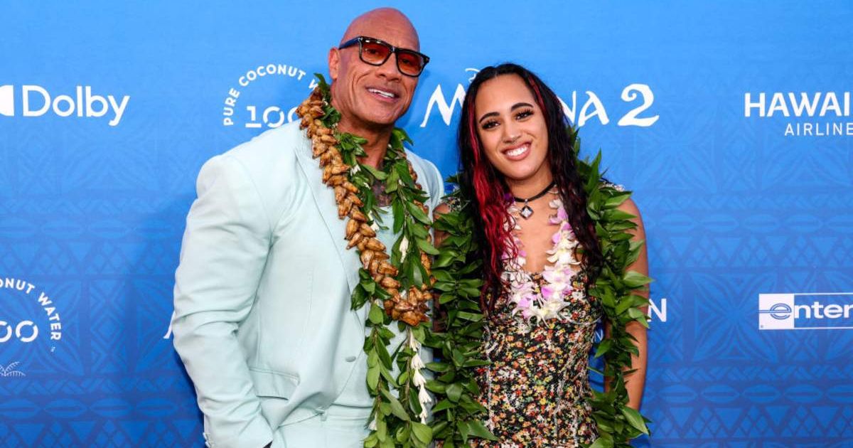 Dwayne Johnson and Simone Garcia Johnson attend the world premiere of 'Moana 2' at Lanikuhonua Cultural Institute in Kapolei, Hawaii (Darryl Oumi/Getty Images)