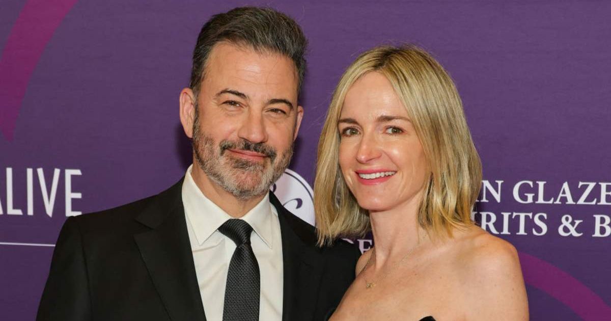 Late-night host Jimmy Kimmel attended an anti-ICE protest in Los Angeles with his wife, Molly McNearney, and their children, later sharing photos and video from the event on social media (Ethan Miller/Getty Images)