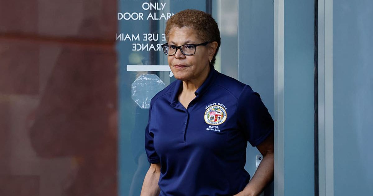 Los Angeles Mayor Karen Bass prior to speaking to media in support of journalist Don Lemon outside federal court on January 30 in California (Mario Tama/Getty Images)