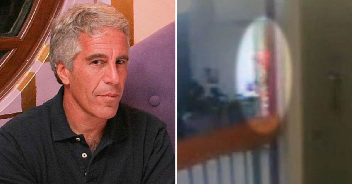 A close-up from the video reveals an orange figure moving along the stairway to Jeffrey Epstein’s cell block (Getty Images, @Bureau of Prisons/X)