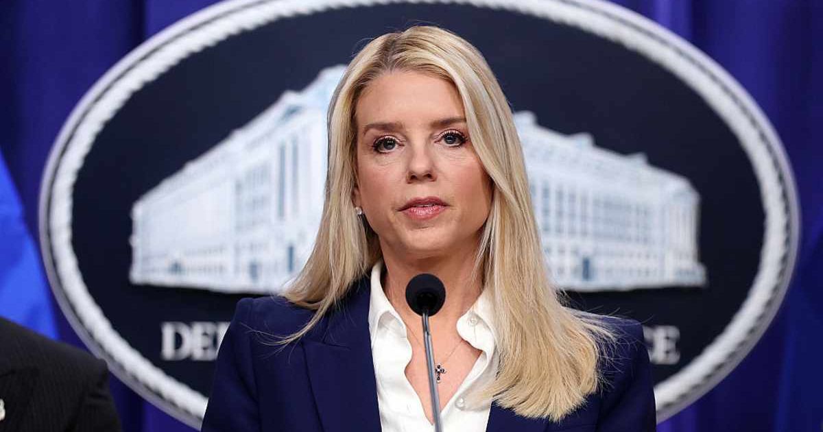 Bondi clarified Tulsi Gabbard’s presence during an FBI raid on Fulton County election offices while speaking to reporters on Friday (Getty Images)