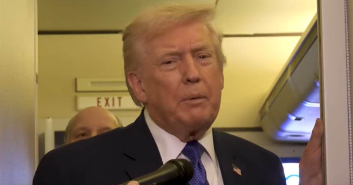 President Donald Trump clashed with The Washington Post reporter Natalie Allison while speaking with the press aboard Air Force One on Friday, February 6 (Screengrab/YouTube/White House)