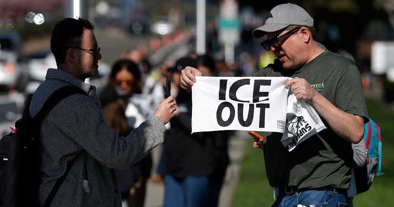 Super Bowl LX fans handed ‘ICE OUT’ towels outside Levi’s Stadium before Patriots vs Seahawks game