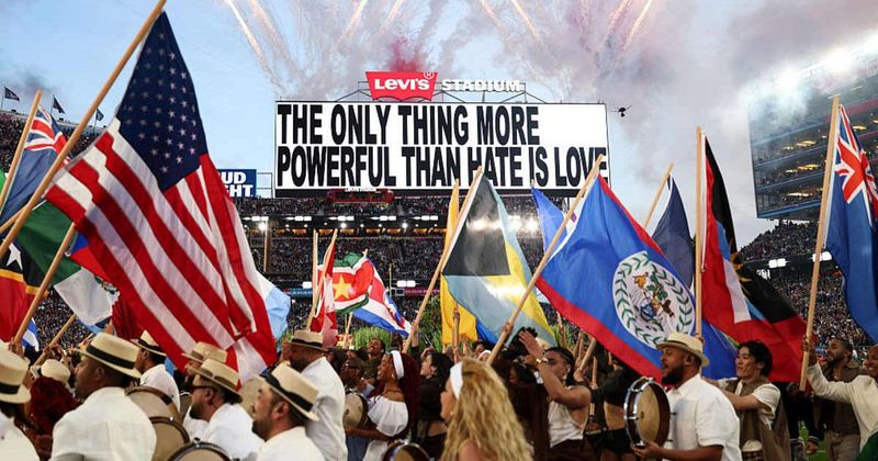 Bad Bunny avoids direct mention of ICE at Super Bowl, but ends performance with message against hate