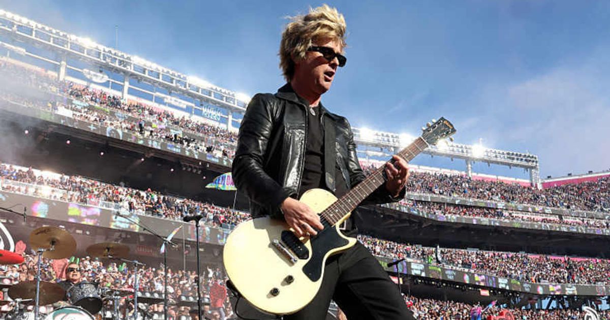 Billie Joe Armstrong performed onstage during the Super Bowl LX pregame at Levi's Stadium on February 08, 2026 in Santa Clara, California (Kevin Mazur/Getty Images for Roc Nation)