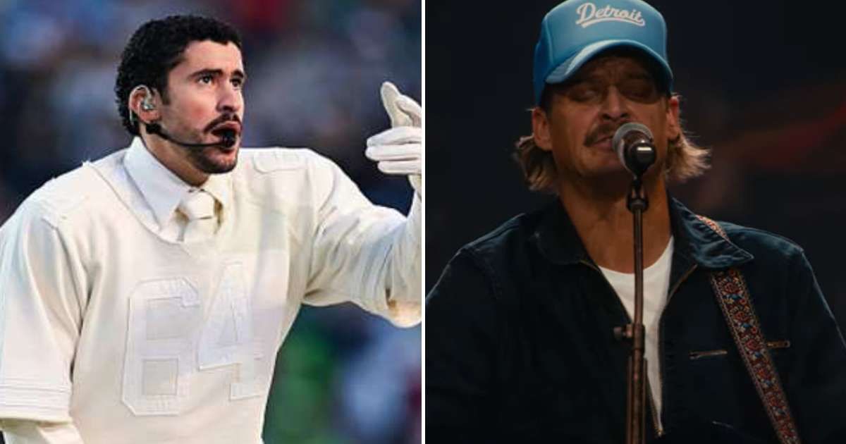 Bad Bunny and Kid Rock staged rival halftime shows the same night (Getty Images, @Turning Point USA/YouTube)