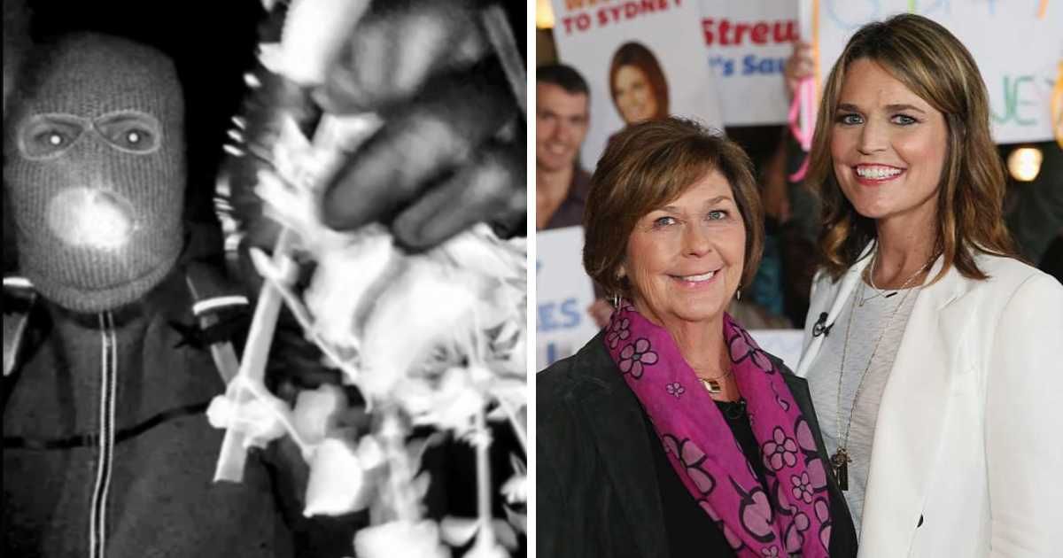 Newly recovered surveillance footage shows masked person tampering with Nancy Guthrie’s front door camera. (Screengrab/@FBIDirectorKash/X, Getty Images)