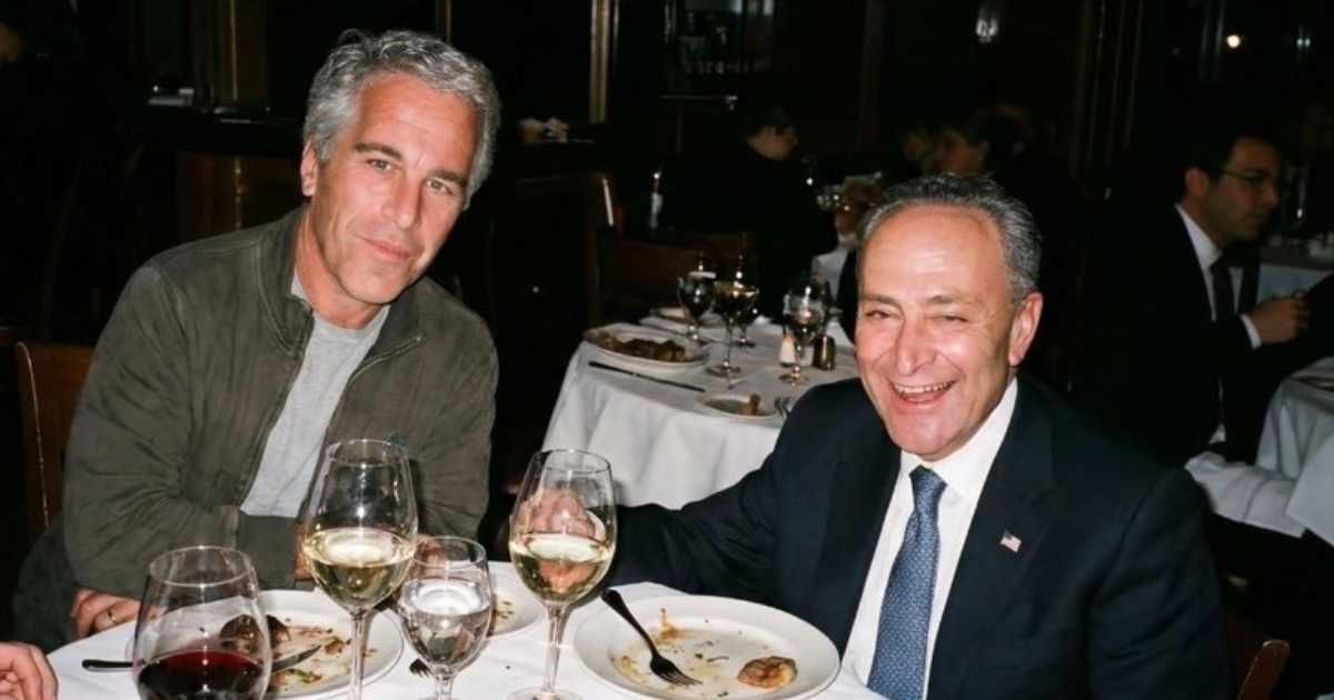 A image that went viral online showed Jeffrey Epstein having dining with Chuck Schumer (@TheSaraTalks/X)