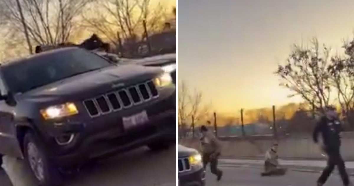 A viral video claims to show a US immigration agent being run over by a car (@BrandonStraka/X)