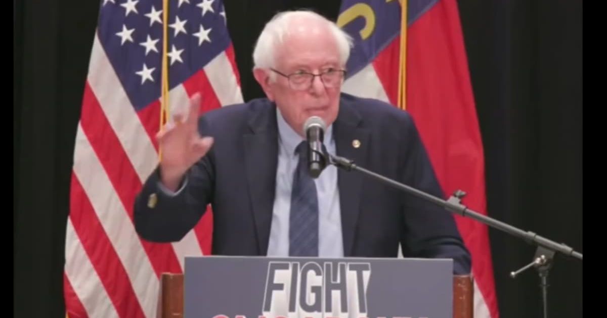 Sanders addressed a crowd in Durham, linking Trumpism to historical demagogues (Screengrab/@EdKrassen/X)