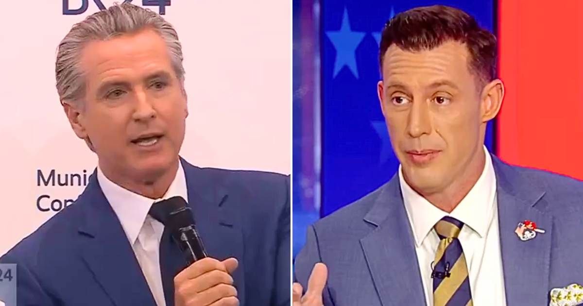 Joey Jones criticized Gavin Newsom after he dismissed Donald Trump at Munich, arguing America First will outlast the governor’s claims (X/@GavinNewsom, Fox News)