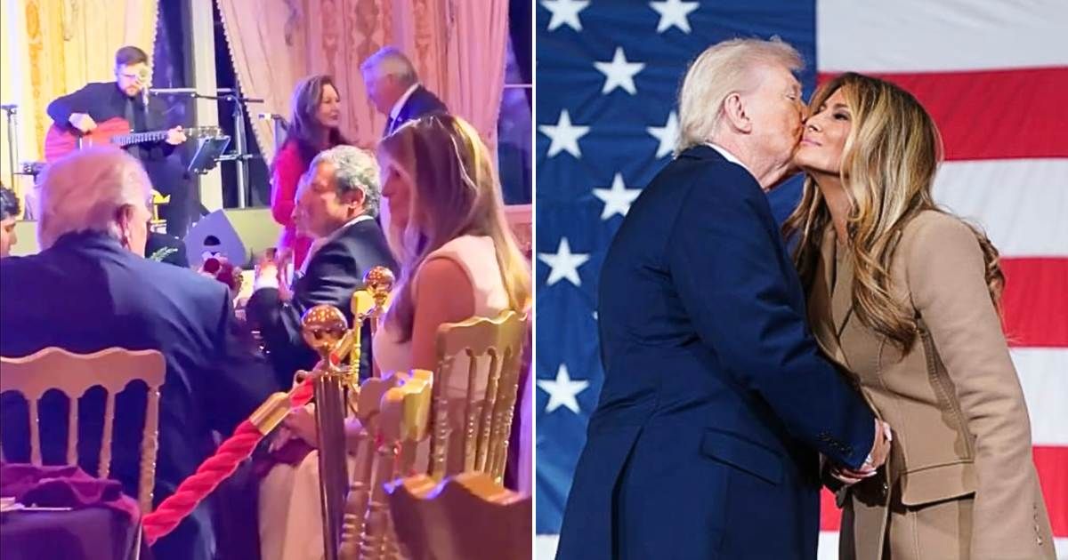 President Donald Trump and First Lady Melania Trump spent Valentine’s Day together at Mar-a-Lago (Getty Images, @BoLoudon/X)