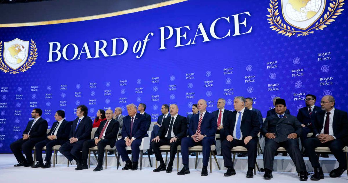 Trump announced that member states have pledged $5 billion and thousands of personnel to the newly formed Board of Peace for Gaza reconstruction (Photo by Chip Somodevilla/Getty Images)