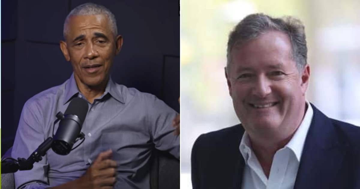 Piers Morgan took a direct jibe at Barack Obama over his 'mean and angry politics' remark on a podcast interview with Brian Tyler Cohen on Saturday (Brian Tyler Cohen/YouTube, Getty Images)