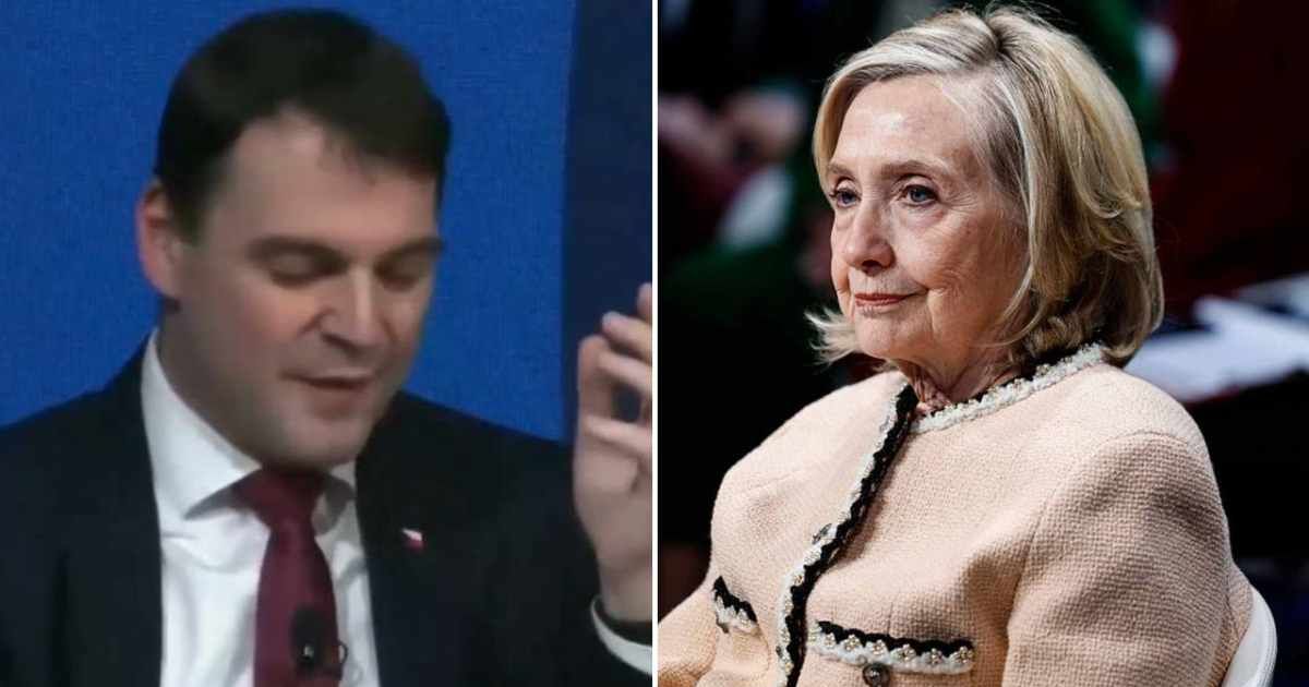 Hillary Clinton clashed with Petr Macinka at the Munich Security Conference after he told her to 'learn how to talk' during a Ukraine debate (@FoxNews/X, Johannes Simon/Getty Images)