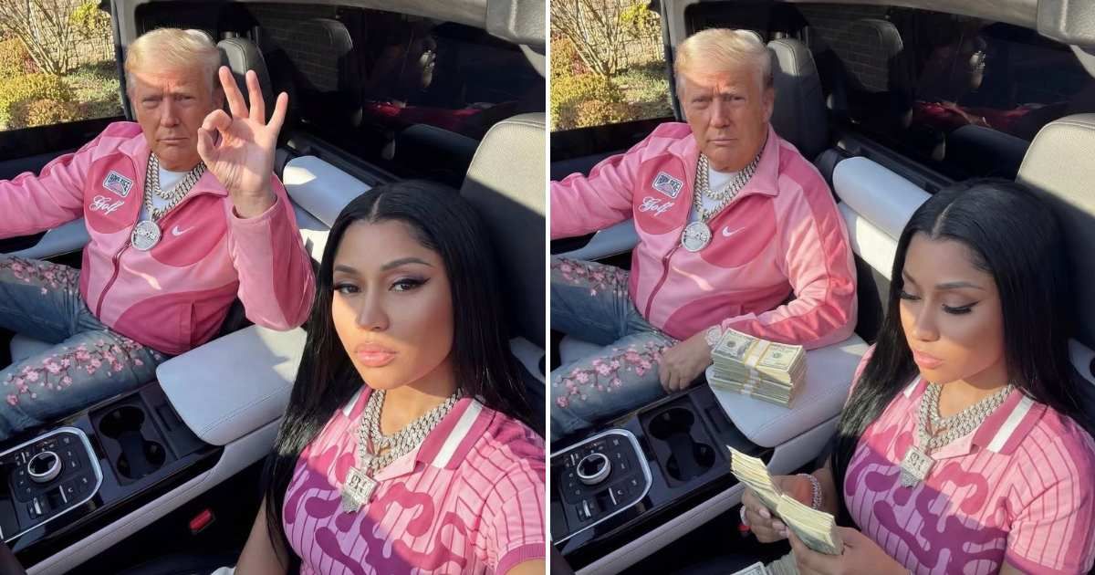 Photo showing Donald Trump and Nicki Minaj in pink outfits goes viral (@cmahabit/Instagram)