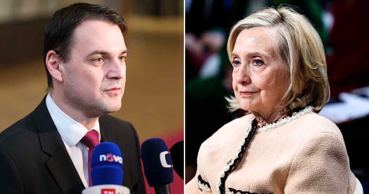 Hillary Clinton had sharp words for President Donald Trump in a fiery clash with Czech Deputy Prime Minister Petr Macinka (Getty Images)