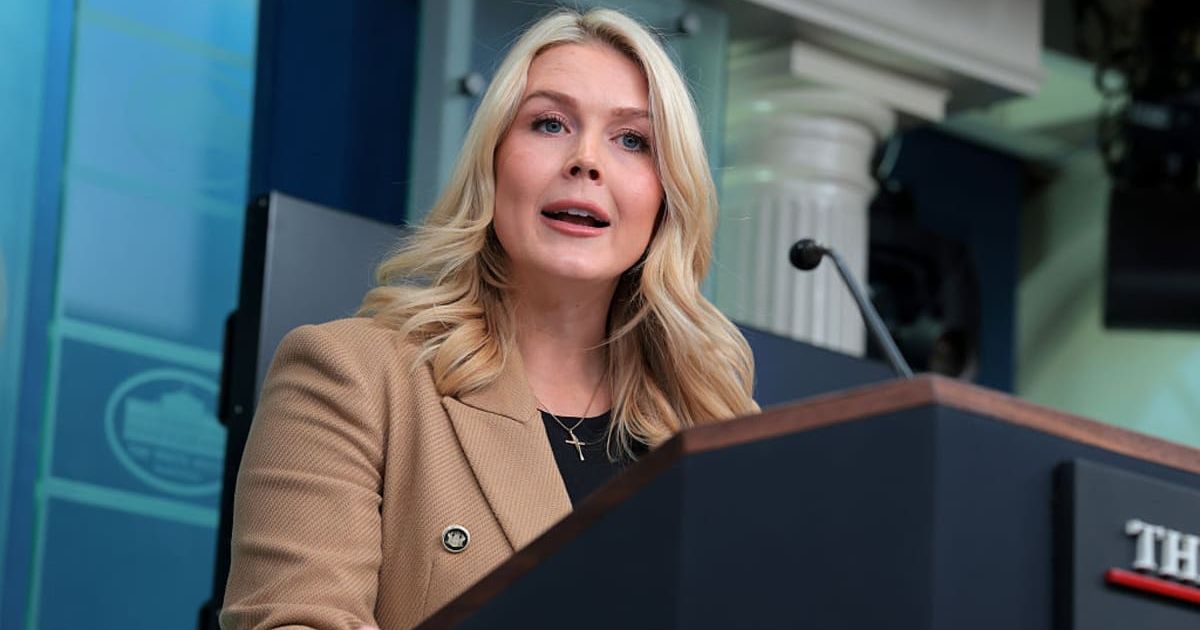 Karoline Leavitt pushed back after a reporter questioned Trump’s claim of being falsely labeled racist (Getty Images)