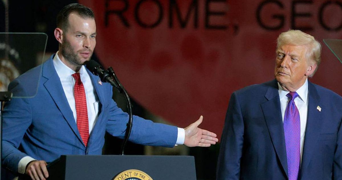 President Donald Trump delivered remarks at a campaign event in Rome, Georgia on February 19, where he playfully granted a 'full pardon' to the daughter of congressional candidate Clay Fuller (Getty Images)