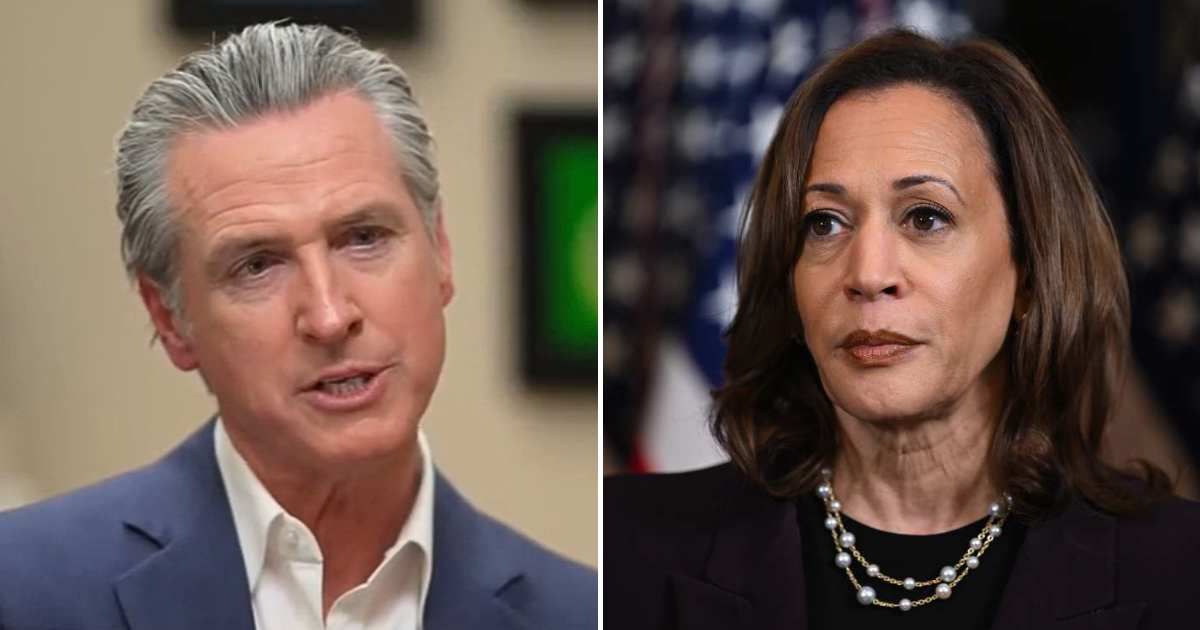 Gavin Newsom was asked about a potential showdown with Kamala Harris during an interview with CNN’s Dana Bash that aired on Sunday, February 22 (Screengrab/CNN, Getty Images)